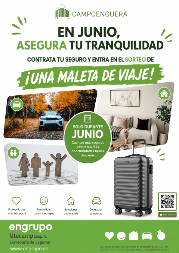 En junio, asegura tu tranquilidad con Campoenguera y gana una maleta de viaje