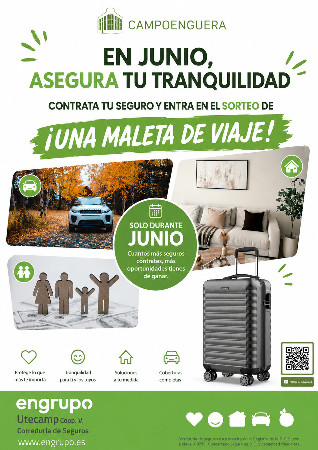 En junio, asegura tu tranquilidad con Campoenguera y gana una maleta de viaje